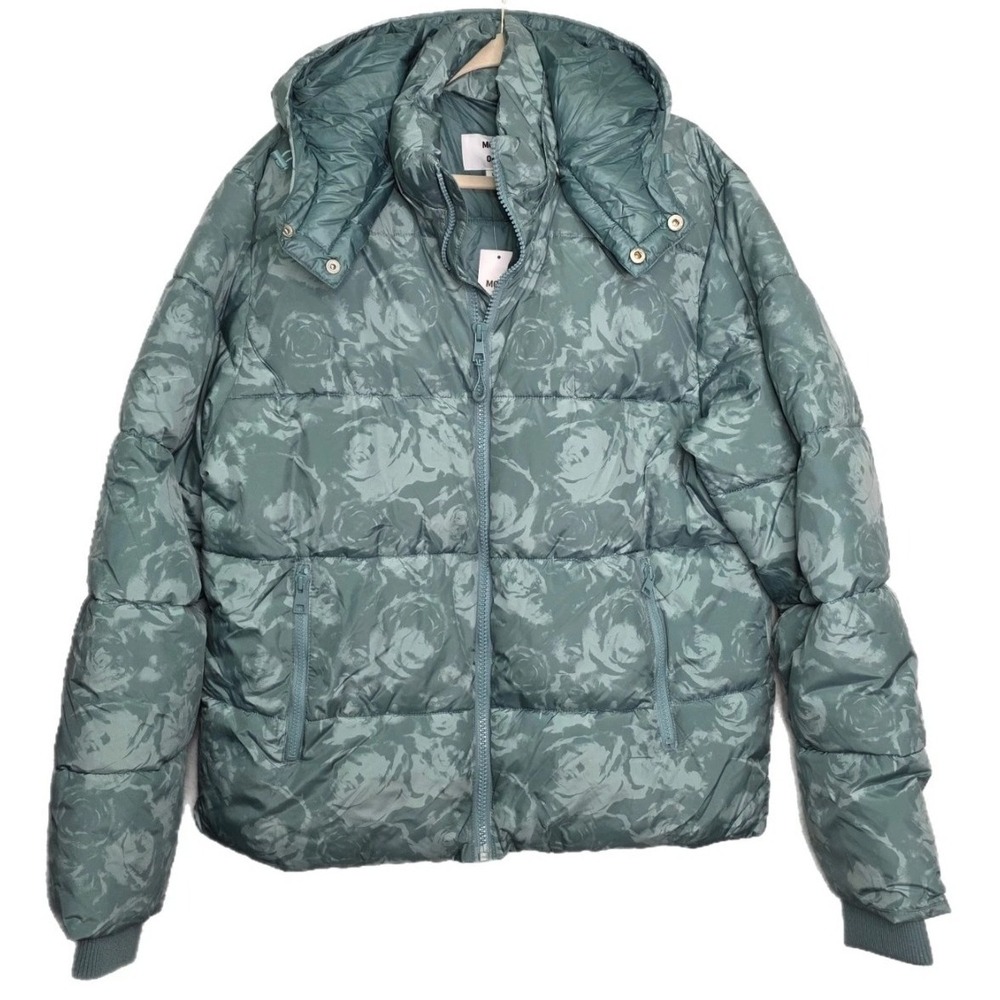 Mode of One Puffer Jacket Coat Seedling Green Floral Hood Men's Size XL NWT